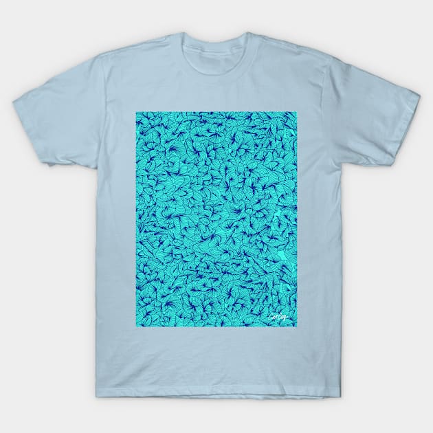 Abstract Pattern Navy Turquoise T-Shirt by CatCoq